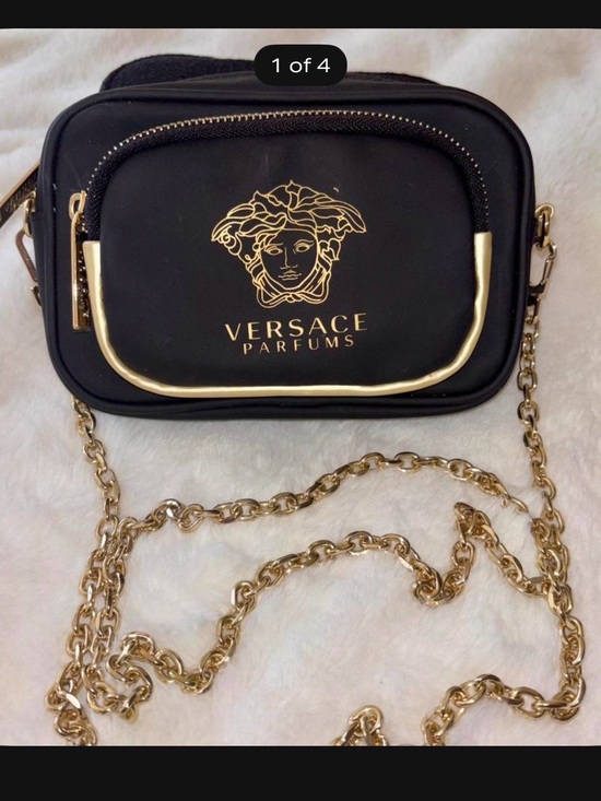 Versace Handbags - Versace Black Crossbody with Gold Medusa Detailing